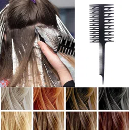 shihen Hair Dyeing Comb 3-Way Sectioning Highlight Comb Professional Weaving Comb Black image 5