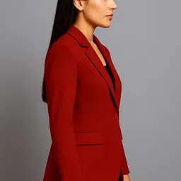 aaromcollection Women Solid Single Breasted Casual Blazer image 3