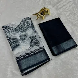 fuliya silk Digital Print, Graphic Print, Printed Daily Wear Linen Saree image 3