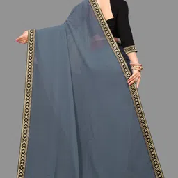 sadika Solid/Plain, Embellished Bollywood Georgette, Chiffon Saree image 2