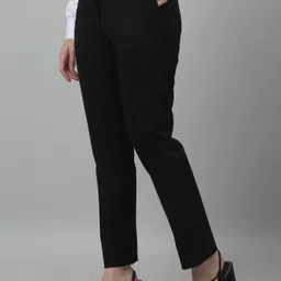 cantabil Women Regular Fit Black Lycra Blend Trousers image 3