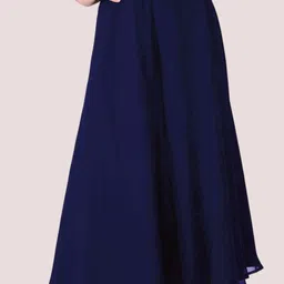 Women Relaxed Dark Blue Georgette Trousers-image-29