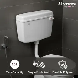 parryware Slimline Single Flush Polymer Cistern for Toilet With complete flushing set Single Flush Tank image 4
