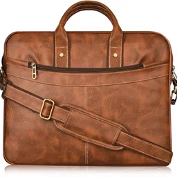 jpenterprises Tan Color Faux Leather 10L Office Laptop Bag For Men & Women JP-BG14 Waterproof Messenger Bag-picture-13