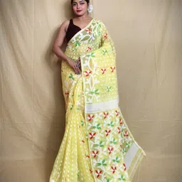 spfashion Woven, Self Design Jamdani Cotton Silk Saree-picture-34