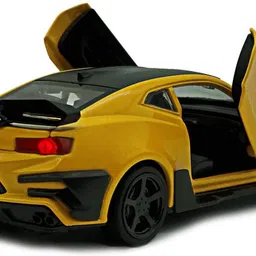 atri 1:32 Bumblebee Tranformers Die Cast Metal Fast and Furious Luxury Pull Back Car Toy with Light and Sound Yellow and Black Pack of 1 image 4