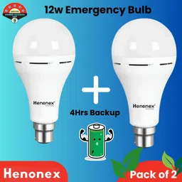 henonex 12W Emergency Light Bulb Pack of 2 Rechargeable Backup 4 hrs Bulb Emergency Light-picture-43