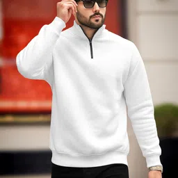 tripr Men Printed High Neck White Sweater image 3