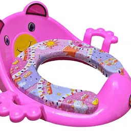 1-6 Yr Kids Back Support Sitting, Handle Grip Pink Printed Cushion Trainer Baby Potty Seat-image-10