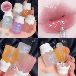 pluthera Milk Can Bottle Color Changing Pink Shine Long lasting Lip Gloss (Peach) image 4