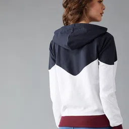the dry state Women Full Sleeve Color Block Hooded Sweatshirt image 4