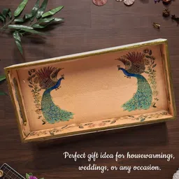 deeptech expertise Peacock Design Serving Tray Set with Handle Tray image 4