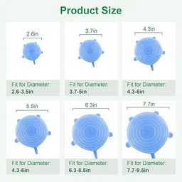 chprex Microwave Safe Silicone Stretch Lids Flexible Covers 2.6 inch, 3.8 inch, 4.5 inch, 5.5 inch, 6.3 inch, 7.3 inch Lid Set, Pack of 14 image 2