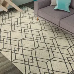 saraswati global Beige Geometric Wool 5 ft x 8 ft Hand Tufted Carpet-picture-17