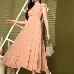 aayu Women Fit and Flare Pink Maxi/Full Length Dress image 4