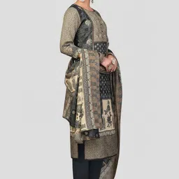 visista Unstitched Wool Salwar Suit Material Printed image 2