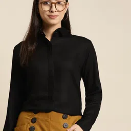 hancock Women Regular Fit Solid Spread Collar Formal Shirt image 1