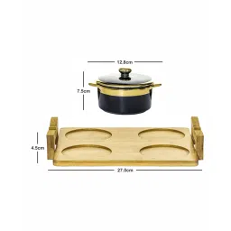 roxx Porcelain Serving Bowl with Lid & Wooden Tray Set of 5pcs image 4