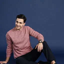 mast & harbour Men Self Design Round Neck Red Sweater image 4