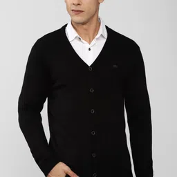 peter england Men Solid Crew Neck Black Sweater image 1