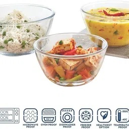 borosil Glass Mixing Bowl 500 ml +900 ml +1.3 L image 2