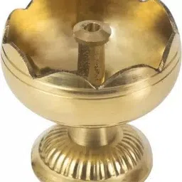 dokchan Handcrafted Pure Brass tomato akhand diya for Pooja and Home Temple Decor Brass Table Diya Set-picture-10