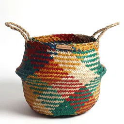 habereindia Multicolor Fibre Plant Basket- Large image 3