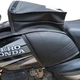 rexin M D Liners white stitched Strap Hero Splendor Bike Tank Cover image 4