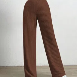 selvia Women Relaxed Brown Lycra Blend Trousers image 5