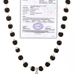 vibesle Lord Murugan Pendant with Silver Cap Karungali Mala | 54 Ebony Beads Wood Necklace-picture-18