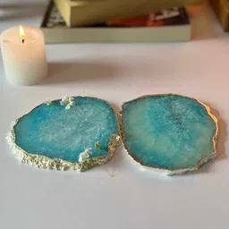 home arte Crystal Turquoise Stone Set of 2 Table Coasters image 5