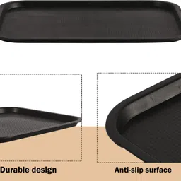 heart home Plastic Plain & Lightweight Large Tray for Kitchen Serving | Black Tray image 5