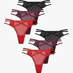 hunkemoller Pack of 6 Melda Lace Thong Panties-picture-18