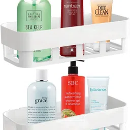 sjk Self Adhesive Multi-Purpose Wall Hanging BATHROOM floating Shelf (PACK OF 1) 1.1 Regular Organizer image 3