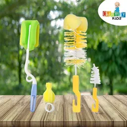 chinmay kids Feeding Bottle And Nipple Cleaning Sponge Brush With Soft Nylon Bristles(Yellow) image 2