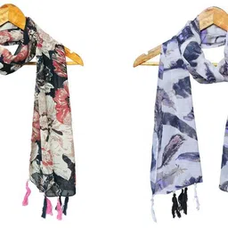 mss fashion Printed Chiffon Women Multicolor Stole, Scarf, Fancy Scarf-picture-24
