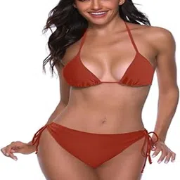 recent fashion Solid Women Bikini Brown Swimsuit-picture-27
