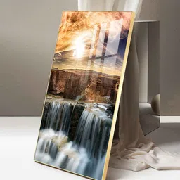 the next decor Dusk Over the Falls Glass Finish Vertical Wall Art image 2