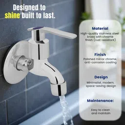 cossimo Stainless Steel Spoon Bib Cock Tap with Wall Flange (Repairable Brass Disc Fittings) - Pack of 1 Bib Tap Faucet image 4