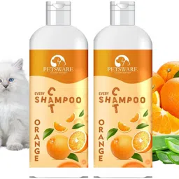 petsware 5 in 1 Cat Shampoo with Conditioner for Persian Cat & All Breeds of Cat & Kitten Allergy Relief, Conditioning, Flea and Tick, Whitening and Color Enhancing Orange Cat Shampoo image 1