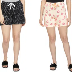 houseofcommon Pack of 2 Printed Women Multicolor Night Shorts-picture-12