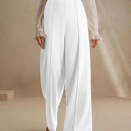 kotty Women Relaxed White Viscose Rayon Trousers image 4