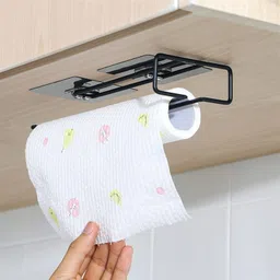 riomax Drill Free Self-Adhesive Paper Roll Holder Tissue Paper Stand Wine Glass Holder Steel Toilet Paper Holder image 1