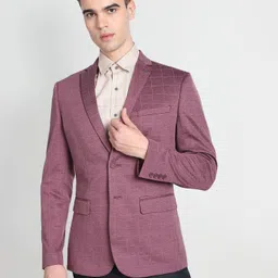 arrow Men Checkered Single Breasted Formal Blazer-picture-15