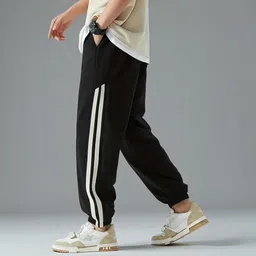 nivedanm Men Striped Black Track Pants-picture-39
