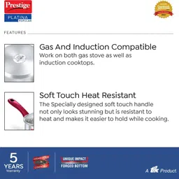 prestige Platina Popular Sauce Pan 14 cm diameter with Lid 1 L capacity image 5