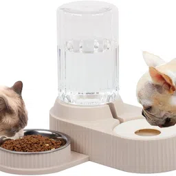 nesticc 2-in-1 Cat Food and Water Bowl Set Plastic, Steel Pet Bowl & Bottle-picture-24