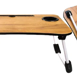 hasmun Wooden Multipurpose Foldable Laptop Table With Cup And Tab Holder Wood Portable Laptop Table image 3