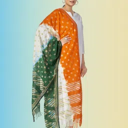 ashwath trendz Silk Blend Printed Multicolor Women Dupatta image 4