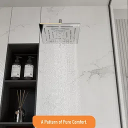 ibey 4 Inch Square Overhead Rain Shower Steel & Brass Build | Wall Mount, Leak-Proof Fixed Mount image 5